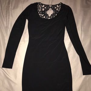 Black mini dress open back